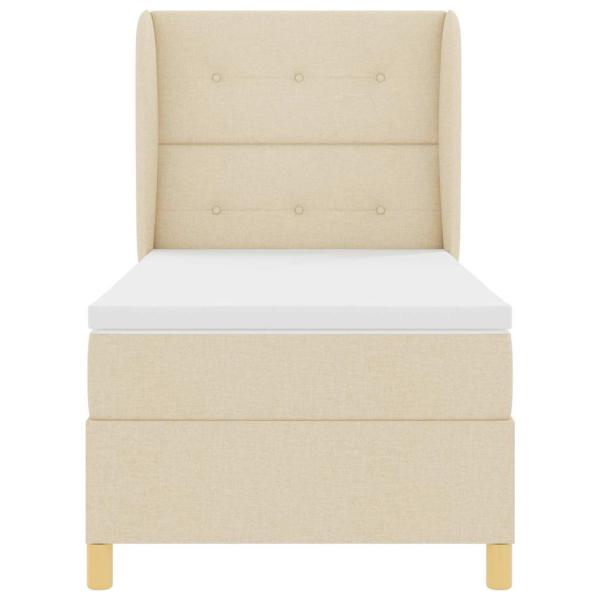 Boxspringbett mit Matratze Dunkelgrau 90x190 cm Creme Stoff