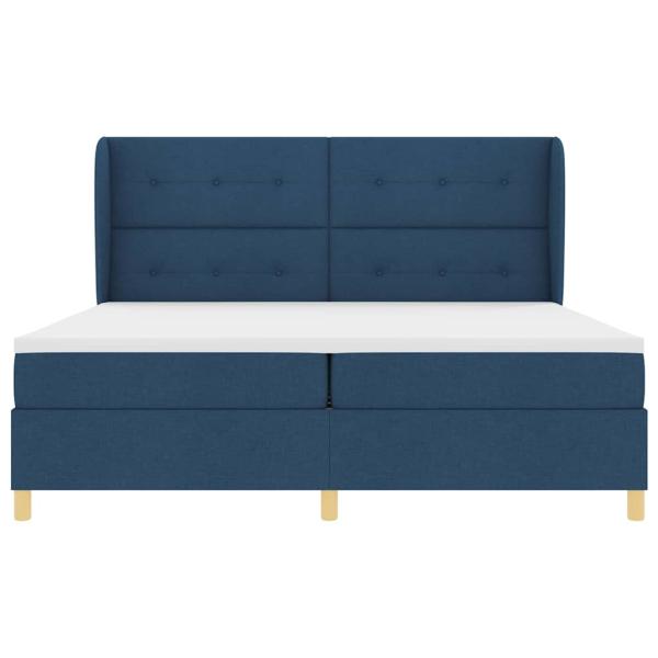 Boxspringbett mit Matratze Dunkelgrau 90x190 cm Blau Stoff