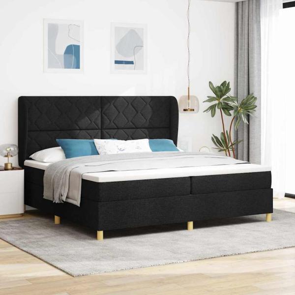 ARDEBO.de - Boxspringbett mit Matratze Dunkelgrau 90x190 cm Schwarz Stoff