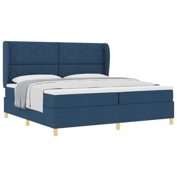Boxspringbett mit Matratze Dunkelgrau 90x190 cm Blau Stoff