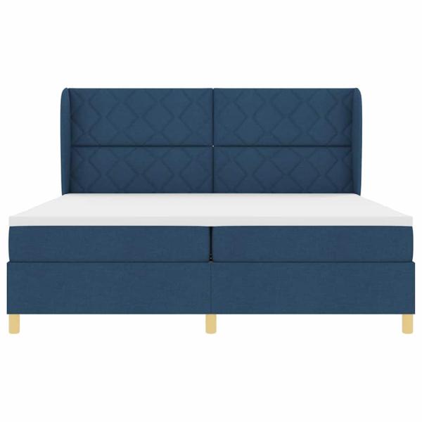 Boxspringbett mit Matratze Dunkelgrau 90x190 cm Blau Stoff