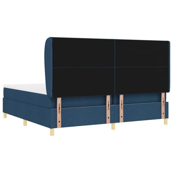 Boxspringbett mit Matratze Dunkelgrau 90x190 cm Blau Stoff