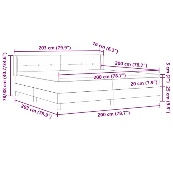 Boxspringbett mit Matratze Taupe 200 x 200 cm Polyester