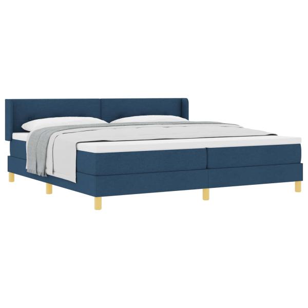 Boxspringbett mit Matratze mit Kopfteil Blau 200 x 200 cm Stoff