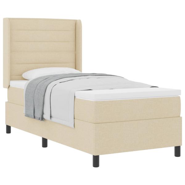 Boxspringbett mit Matratze mit Kopfteil Creme 90 x 200 cm Stoff
