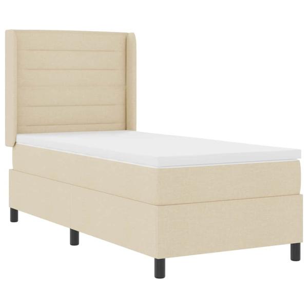 Boxspringbett mit Matratze mit Kopfteil Creme 90 x 200 cm Stoff