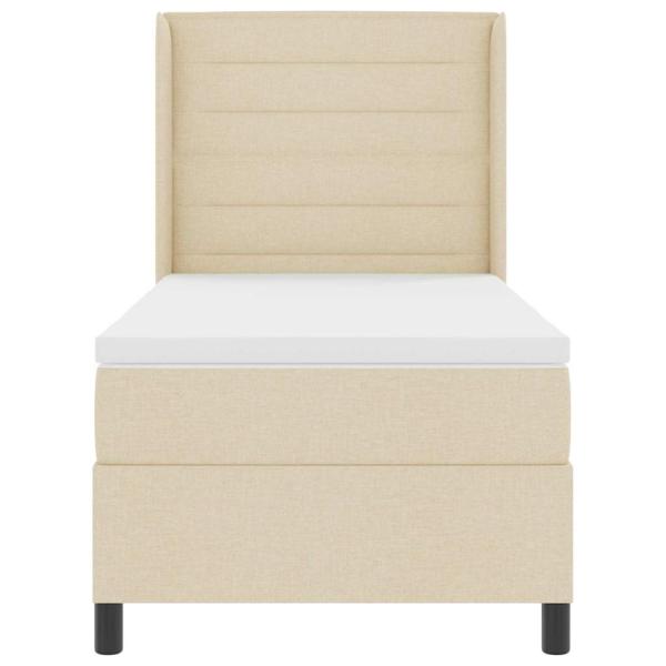 Boxspringbett mit Matratze mit Kopfteil Creme 90 x 200 cm Stoff