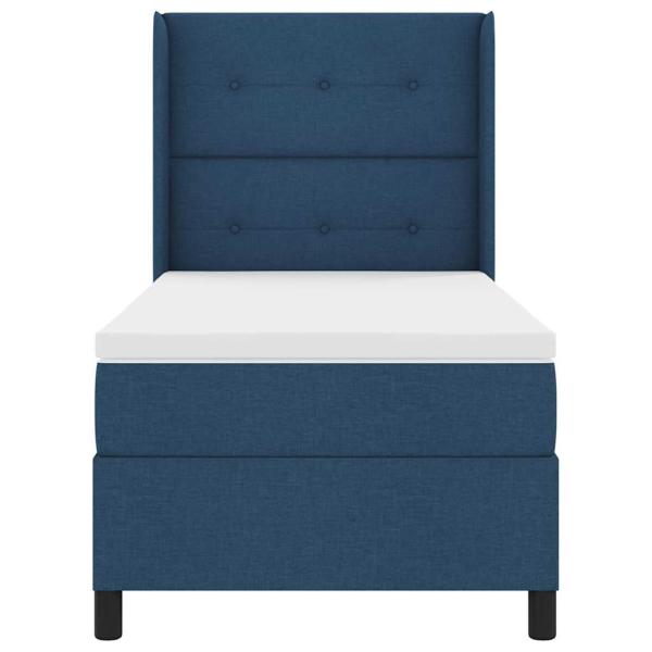 Boxspringbett mit Matratze mit Kopfteil Blau 100 x 200 cm Stoff