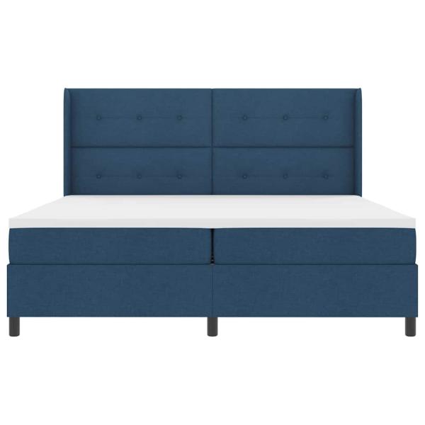 Boxspringbett mit Matratze mit Kopfteil Blau 200 x 200 cm Stoff