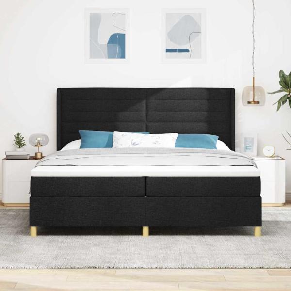 Boxspringbett mit Matratze Schwarz 200 x 200 cm Stoff