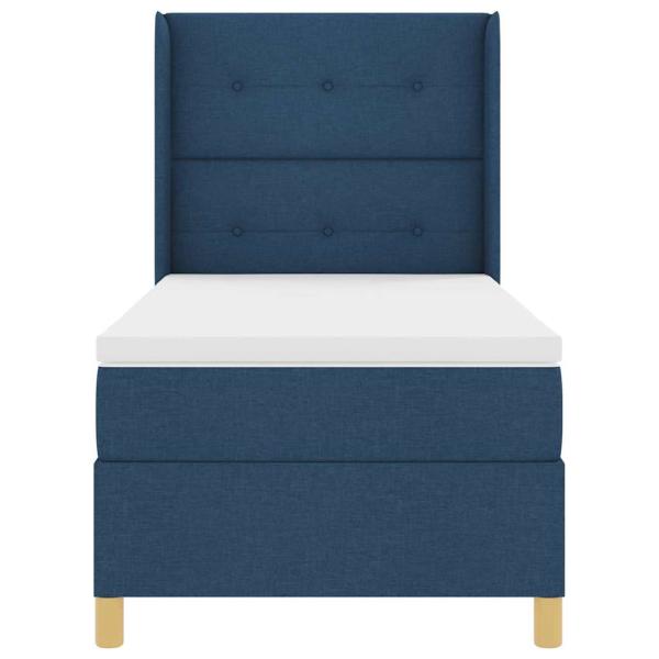Boxspringbett mit Kopfteil Blau 100 x 200 cm Stoff
