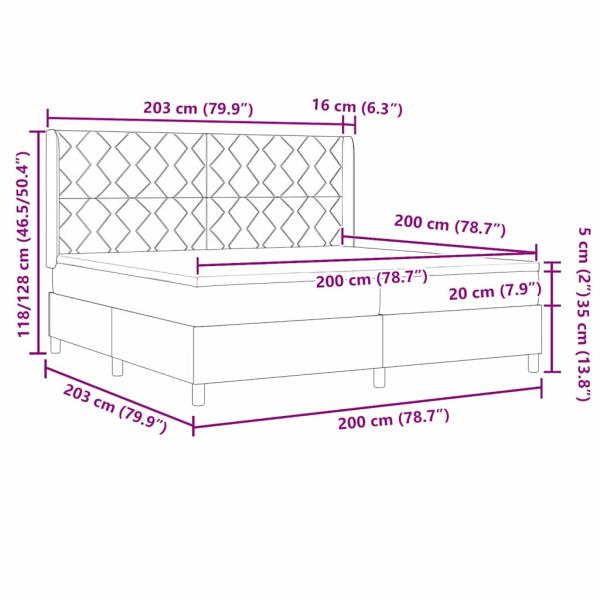 Boxspringbett mit Matratze Schwarz 200 x 200 cm Stoff