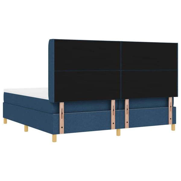 Boxspringbett mit Matratze mit Kopfteil Blau 200 x 200 cm Stoff