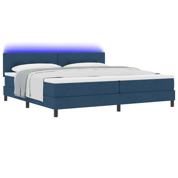 Boxspringbett mit Matratze mit LED Blau 200 x 200 cm Stoff