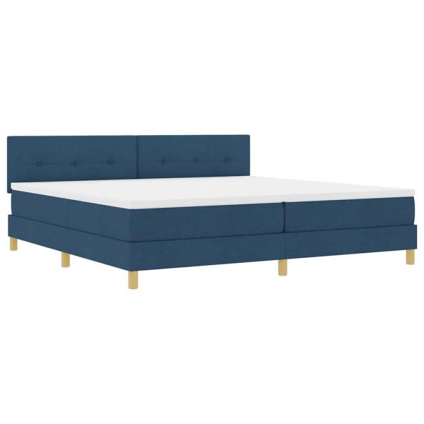 LED Boxspringbett mit Matratze mit LED Blau 200 x 200 cm Stoff