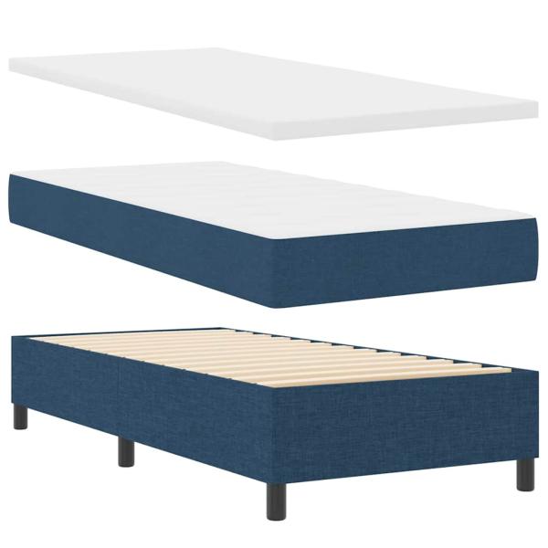 Boxspringbett mit Matratze mit LED Blau 90 x 200 cm Stoff