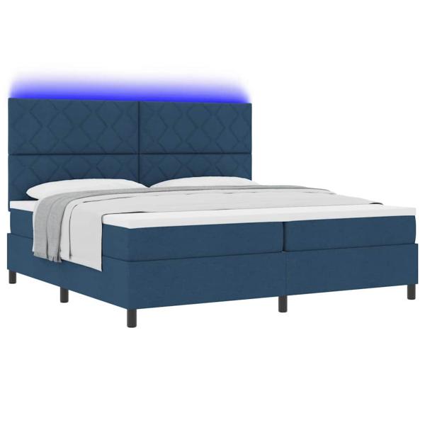 Boxspringbett mit Matratze mit LED Blau 200 x 200 cm Stoff