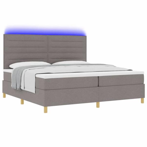 LED Boxspringbett mit Matratze Taupe 200 x 200 cm Stoff
