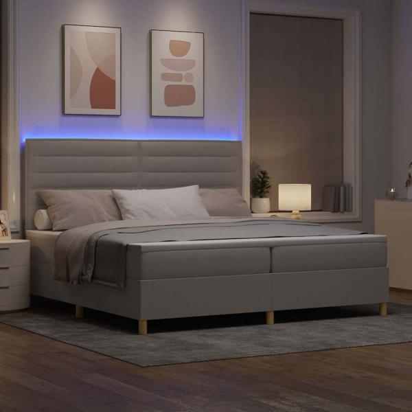 LED Boxspringbett mit Matratze Taupe 200 x 200 cm Stoff