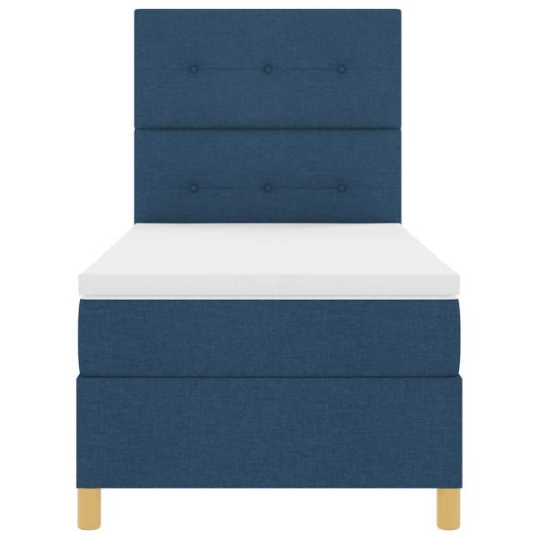 LED Boxspringbett mit Matratze Blau 100 x 200 cm Stoff