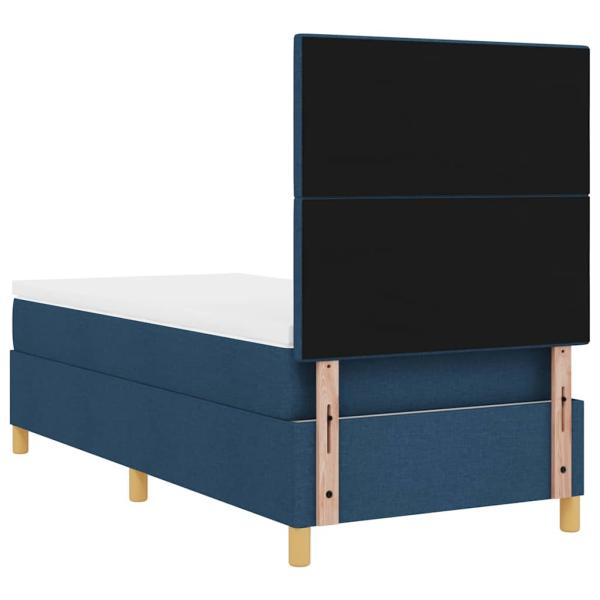 LED Boxspringbett mit Matratze Blau 100 x 200 cm Stoff
