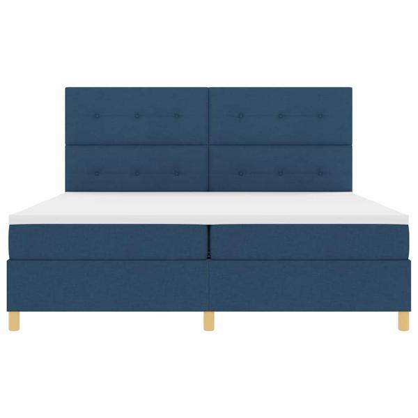 LED Boxspringbett mit Matratze Blau 200 x 200 cm Stoff