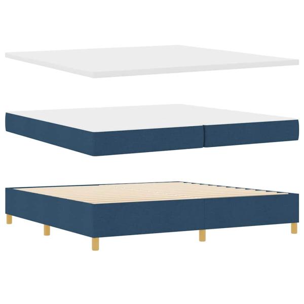 LED Boxspringbett mit Matratze Blau 200 x 200 cm Stoff