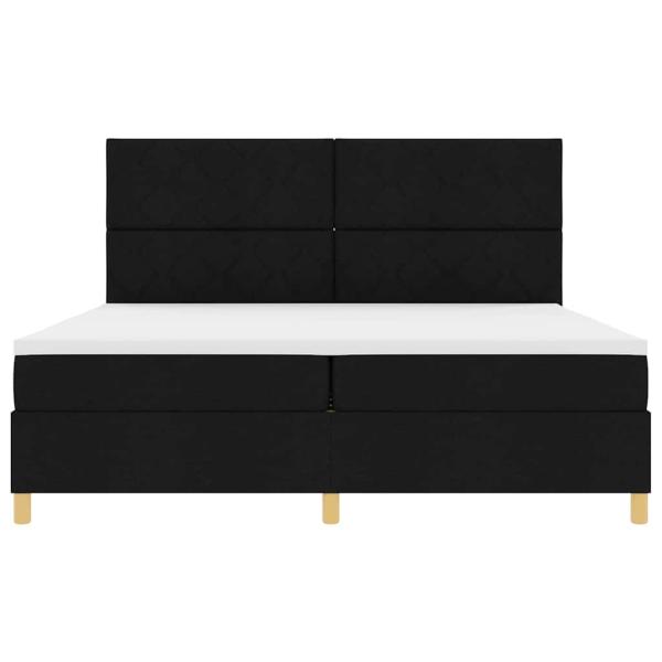 LED Boxspringbett mit Matratze Schwarz 200 x 200 cm Stoff