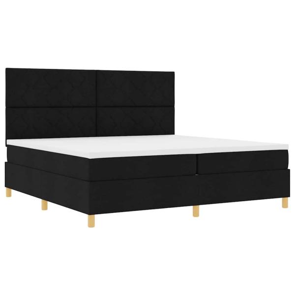 LED Boxspringbett mit Matratze Schwarz 200 x 200 cm Stoff