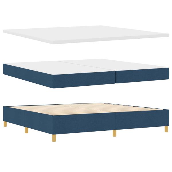 LED Boxspringbett mit Matratze Blau 200 x 200 cm Stoff
