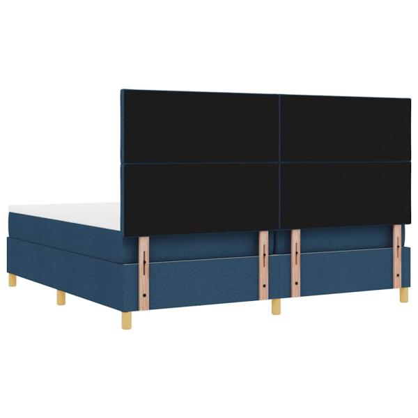 LED Boxspringbett mit Matratze Blau 200 x 200 cm Stoff