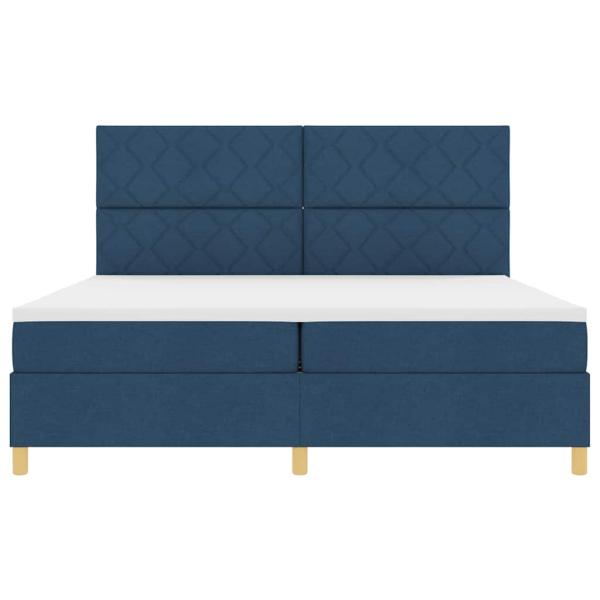 LED Boxspringbett mit Matratze Blau 200 x 200 cm Stoff