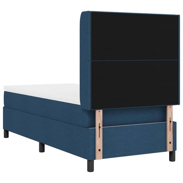 LED Boxspringbett mit Matratze Blau 100 x 200 cm Stoff