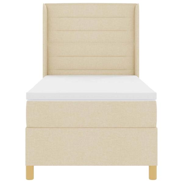 Boxspringbett mit Matratze mit Kopfteil Creme 90 x 200 cm Stoff
