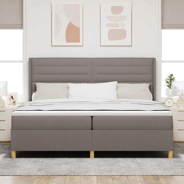 Boxspringbett mit Matratze Taupe 140 x 200 cm Stoff
