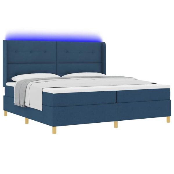 Boxspringbett mit Matratze mit Kopfteil Blau 140 x 200 cm Stoff