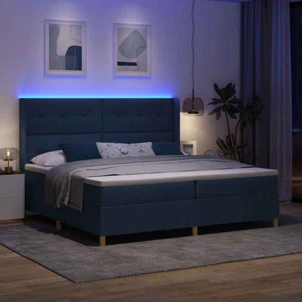 Boxspringbett mit Matratze mit Kopfteil Blau 140 x 200 cm Stoff