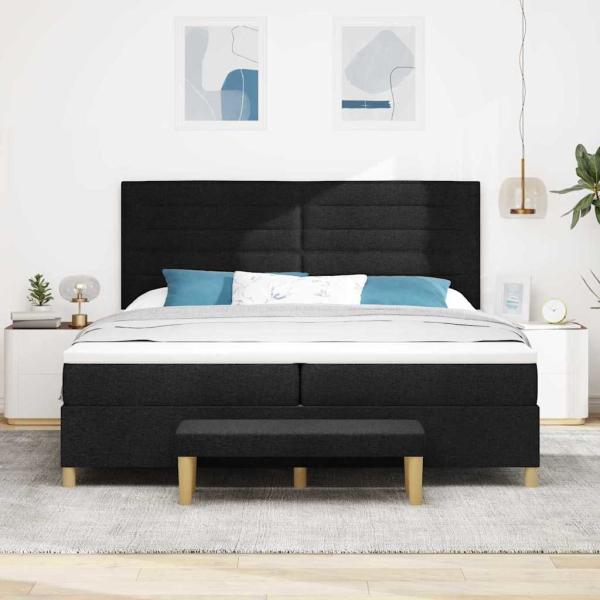 Boxspringbett mit Matratze Schwarz 200 x 200 cm Stoff
