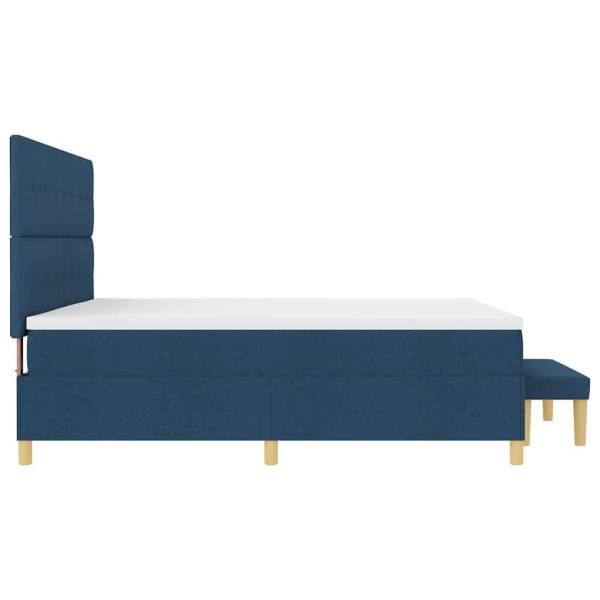 Boxspringbett mit Matratze mit Kopfteil Blau 200 x 200 cm Stoff