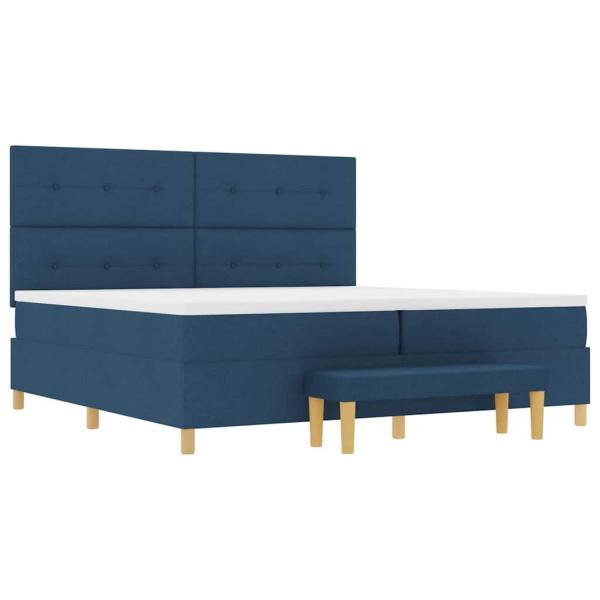 Boxspringbett mit Matratze mit Kopfteil Blau 200 x 200 cm Stoff