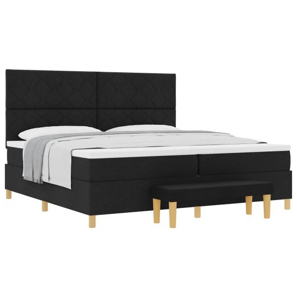 Boxspringbett mit Matratze Schwarz 200 x 200 cm Stoff