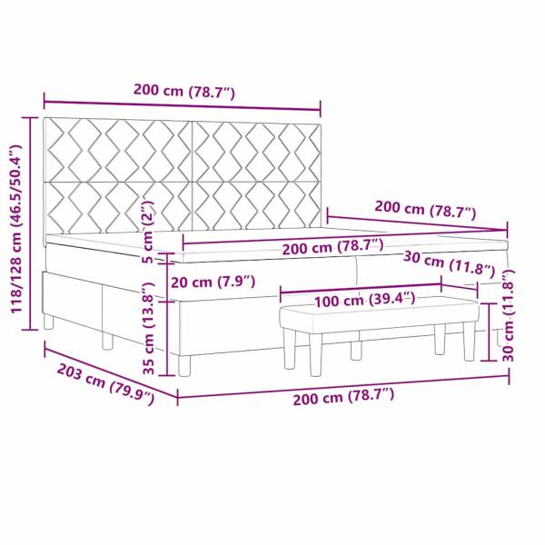 Boxspringbett mit Matratze Schwarz 200 x 200 cm Stoff