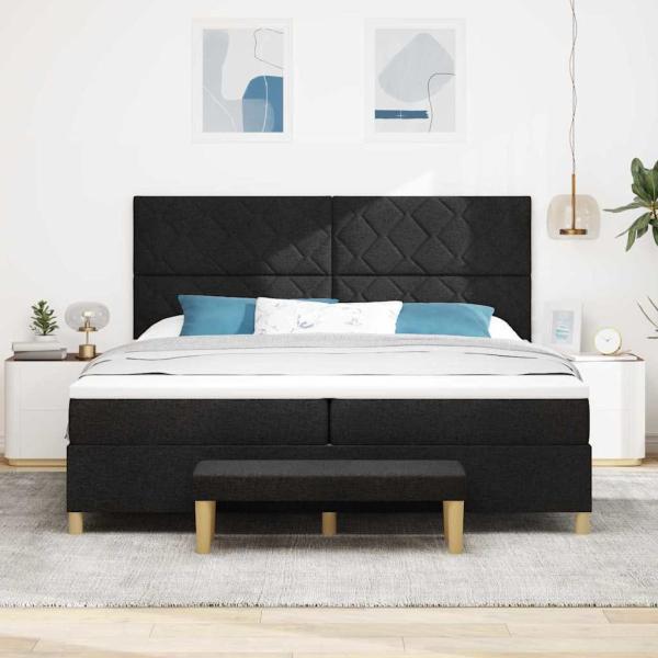 Boxspringbett mit Matratze Schwarz 200 x 200 cm Stoff