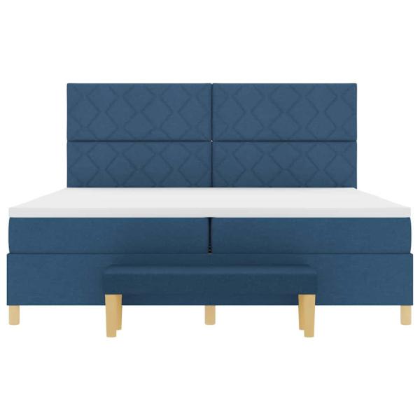 Boxspringbett mit Matratze mit Kopfteil Blau 200 x 200 cm Stoff