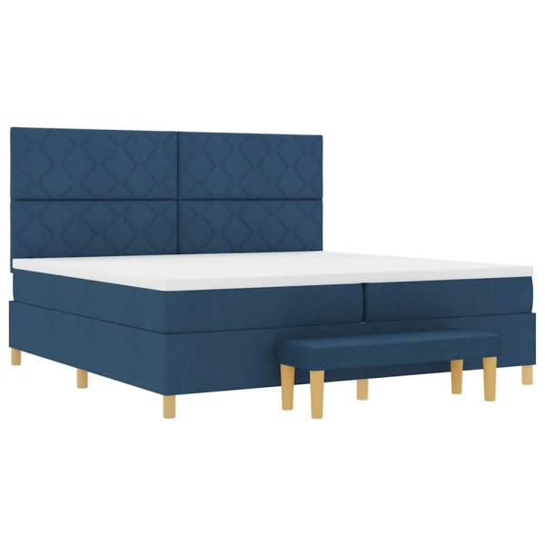 Boxspringbett mit Matratze mit Kopfteil Blau 200 x 200 cm Stoff