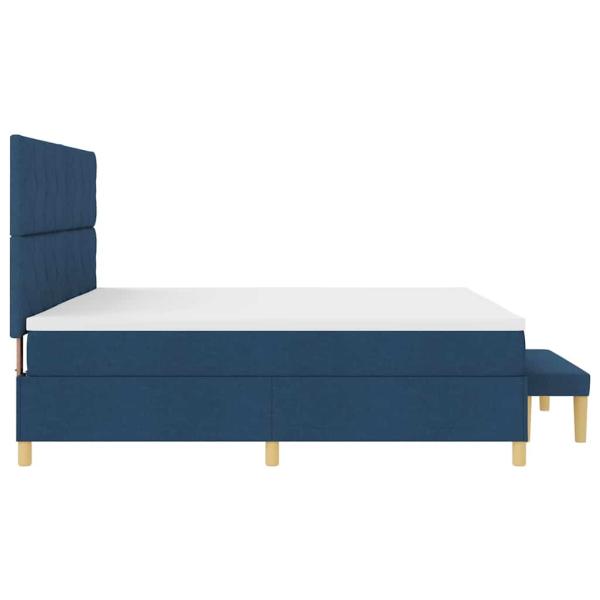 Boxspringbett mit Matratze mit Kopfteil Blau 200 x 200 cm Stoff