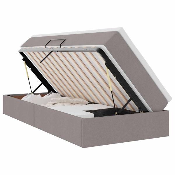 Aufbewahrungsbett mit Matratze Taupe 100 x 200 cm Polyester