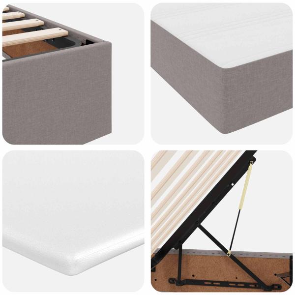 Aufbewahrungsbett mit Matratze Taupe 100 x 200 cm Polyester