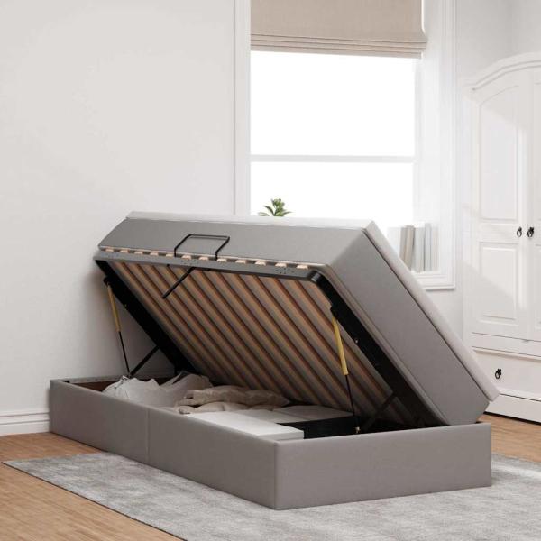 Aufbewahrungsbett mit Matratze Taupe 100 x 200 cm Polyester