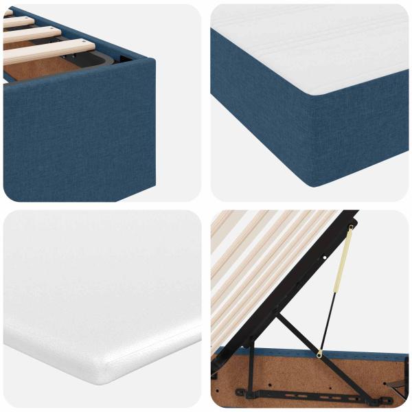 Aufbewahrungsbett mit Matratze Blau 100 x 200 cm Polyester